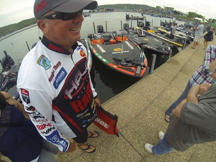 Randall Tharp weighed in 19 pounds today. His family was worried about him all day because his BASSTrakk lost service for part of the day and it certainly didnât say 19 pounds.