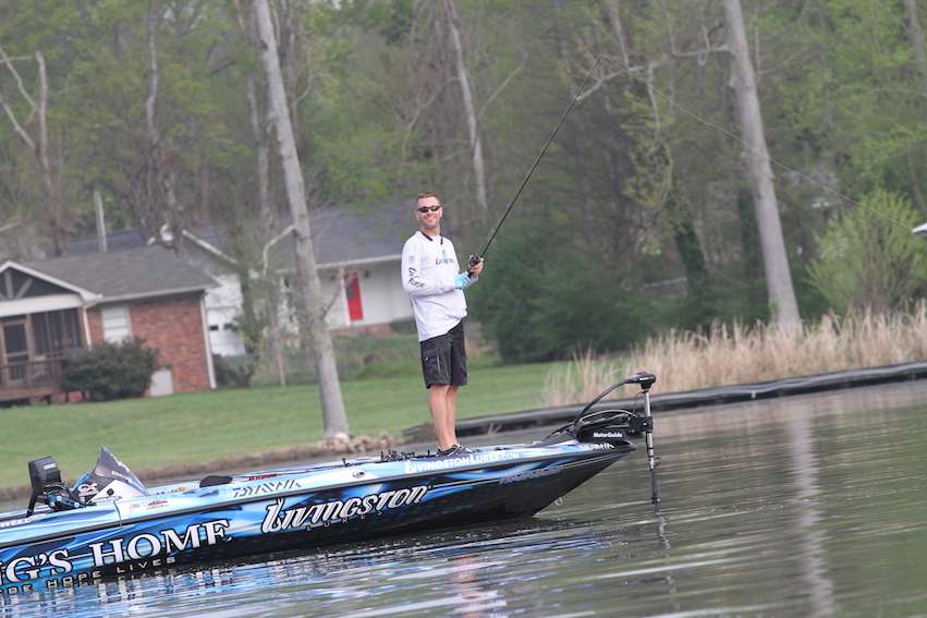 Howell is all smiles. He is probably reminiscing about winning the Super Bowl of bass fishing on this lake.