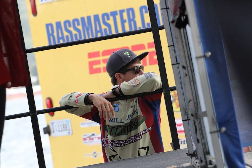 High school angler Noah Pescitelli watches the anglers that he looks up to and aspires to be like.