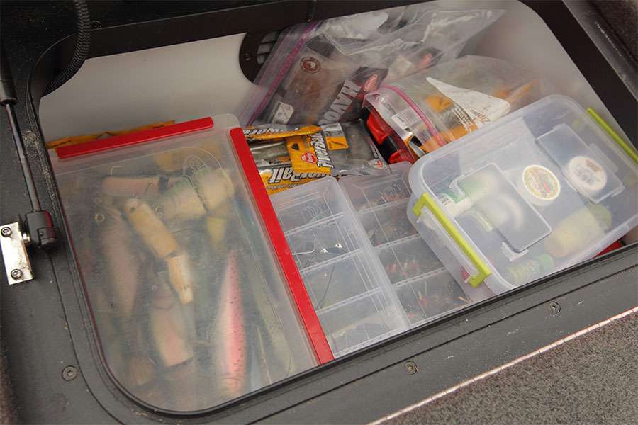In the rearmost center box, Palaniuk keeps a variety of things, mostly things that heâll need for the day at hand.
