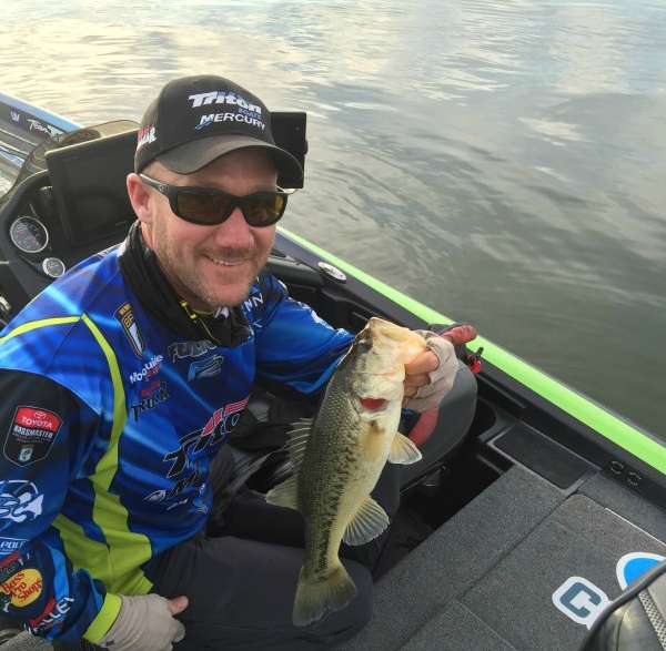 Brent Chapman on the board early Day 1.
<br>Photo by Bassmaster Marshal Ron Montgomery