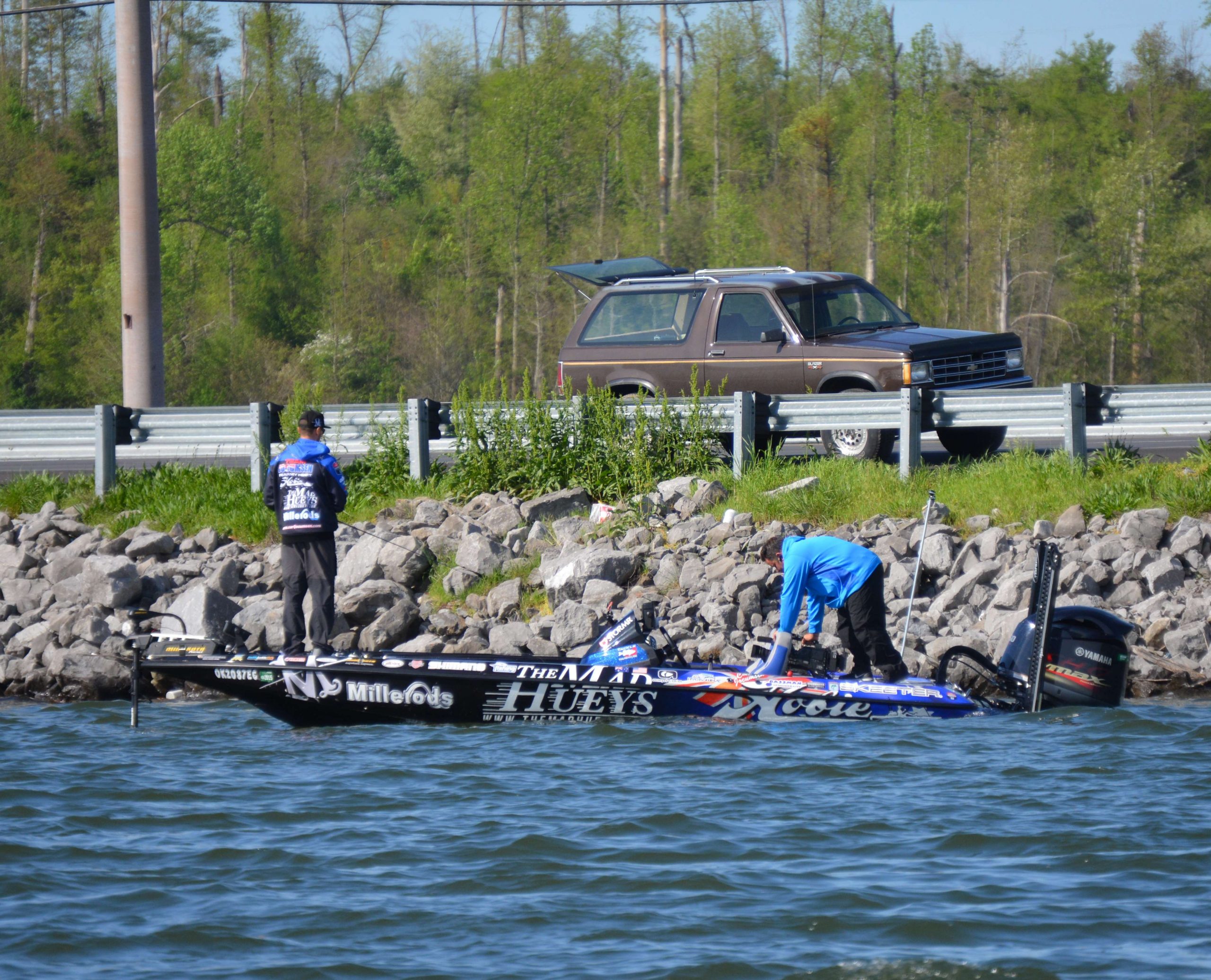 Carl Jocumsen was the first angler we came up on. Jocumsen has been in or near the Top 5 since this tournament began.