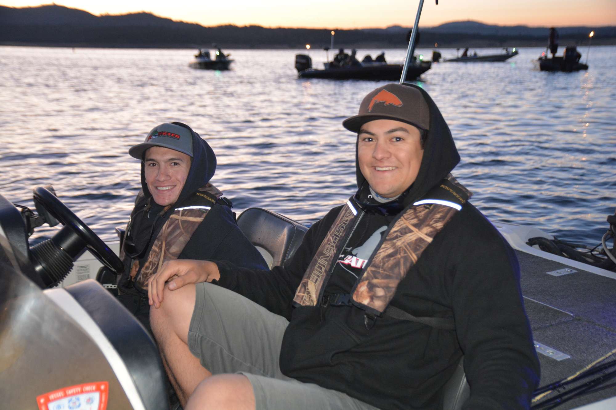 Alex Robbins and Rudy Directo of Humboldt State University let the charge as the first boat in the lineup.