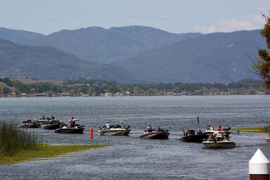 Clear Lake is the highest natural lake in California. The rolling hills and mountains provide a beautiful background as the boats return for the weigh-in. 