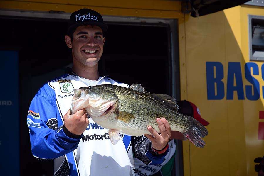 Ethan Peterson of Idaho with his personal best largemouth weighing 10 pounds. 