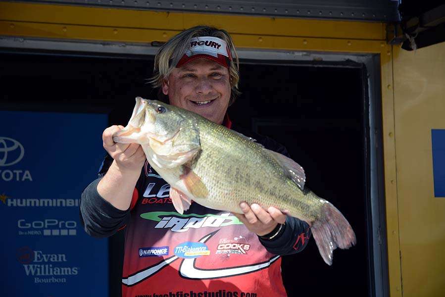 Brian Day of California with a double-digit largemouth weighing 10 pounds. 