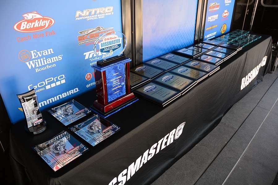 The trophies are shined and ready to be awarded to the top anglers. 
