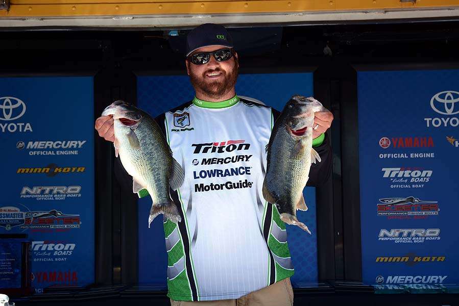Nick Boehme of Utah poses with his best two bass of the day. 