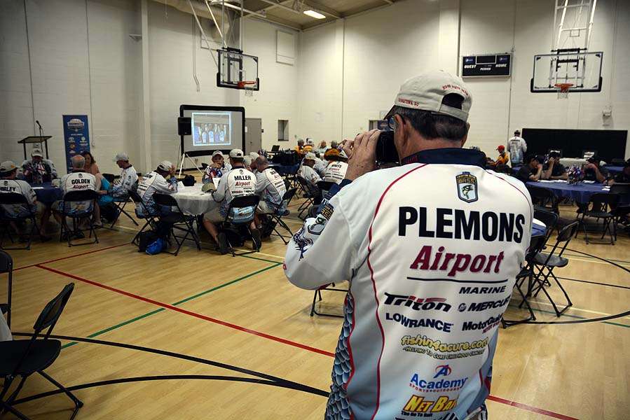 Alabama B.A.S.S. Nation President Eddie Plemons captures the moment as his team awaits the start of the meeting. 