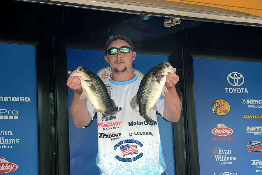 Jeffery Allison Jr., of South Carolina weighs his catch. 