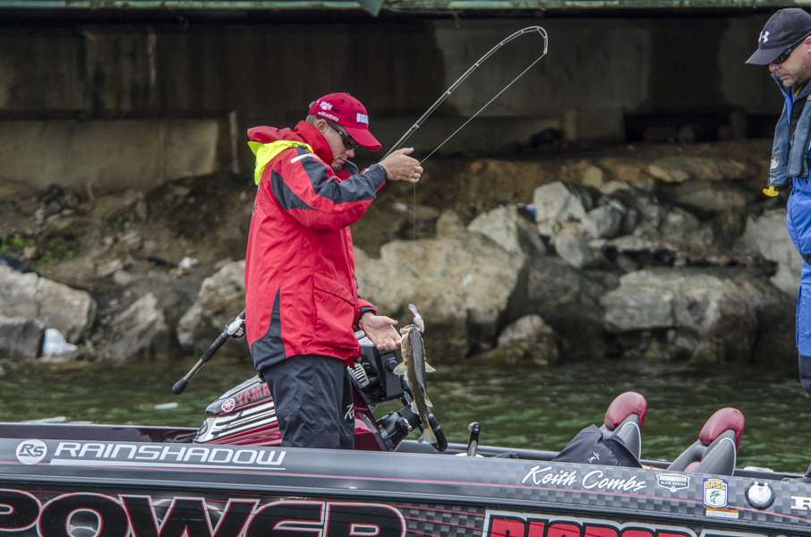 Keith Combs catches one on a Strike King 6XD. 