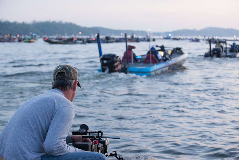 B.A.S.S. cameras capture it all for the Bassmasters television show. 