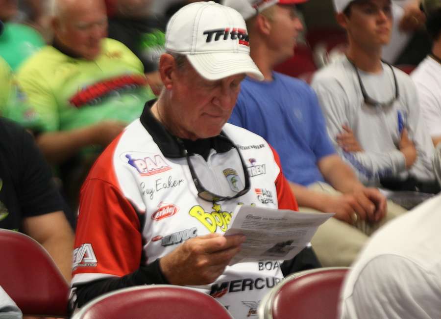 Longtime Bassmaster competitor Guy Eaker has been to more than a few of these briefings. 