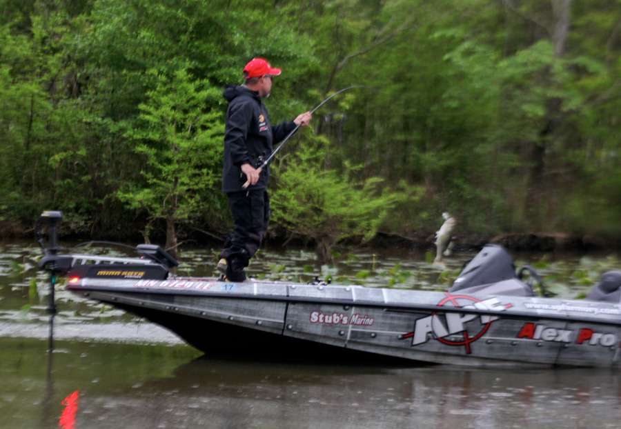 Jon Englund was one of the few anglers we saw put a fish in the boat. 