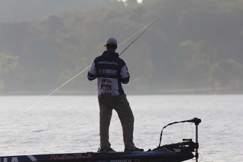 Faircloth slowly pulls the rig back to him, then reels up the slack. 