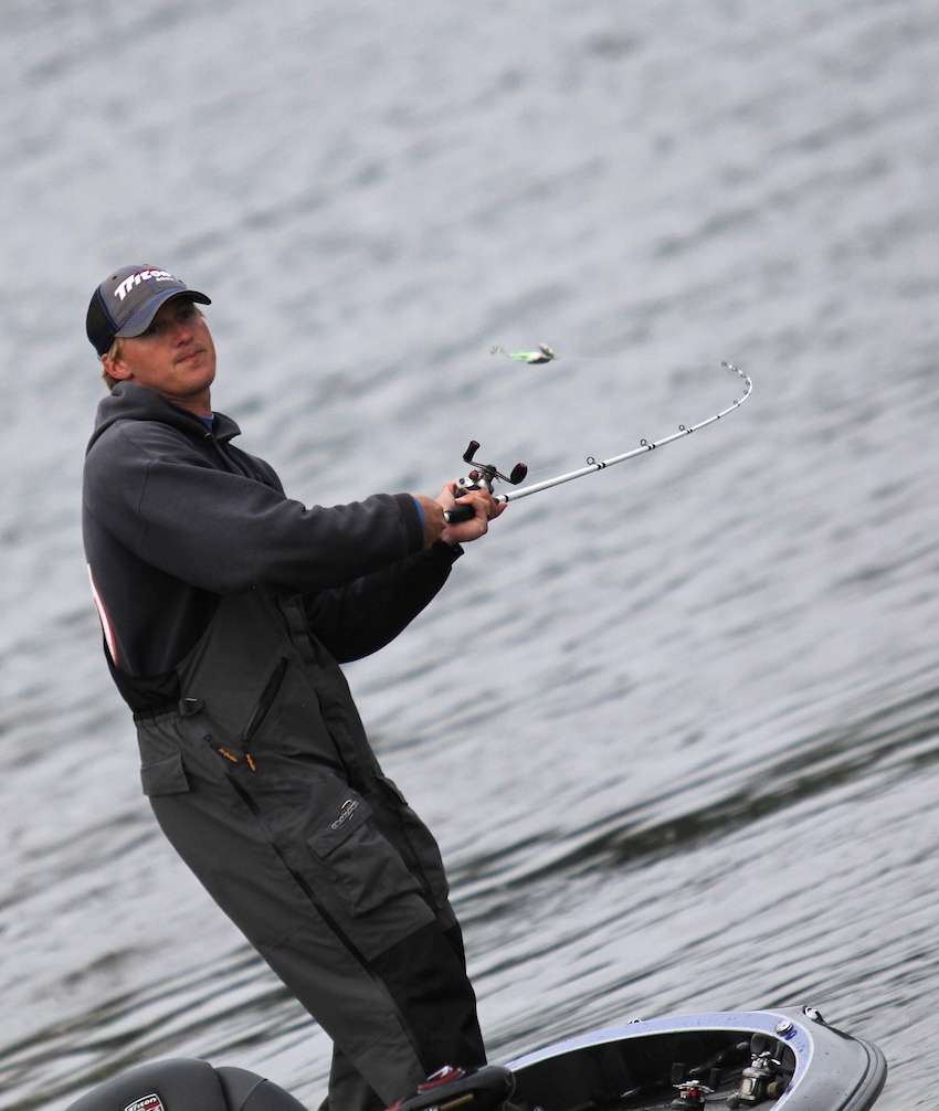 Connell sends another cast or two out with the spinnerbait...