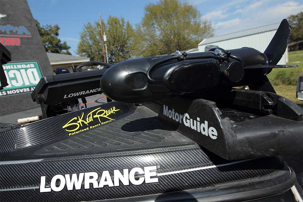 Reese trolls with a Motor Guide Tour Edition 36-volt trolling motor. 