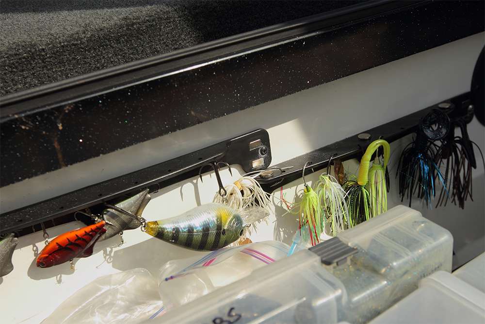 A handy magnetic strip helps Reese keeps miscellaneous baits corralled. 