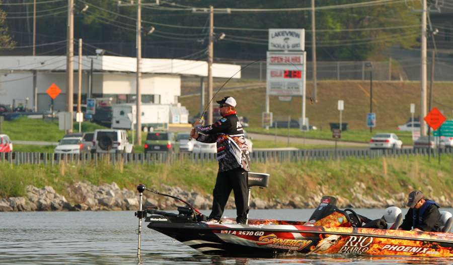 Randy Allen had a little traffic in the area he was fishing. 