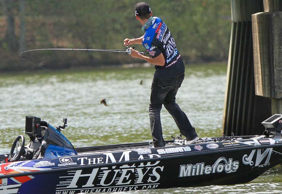 Jocumsen was hooked up on the second cast he made after dropping the trolling motor. 