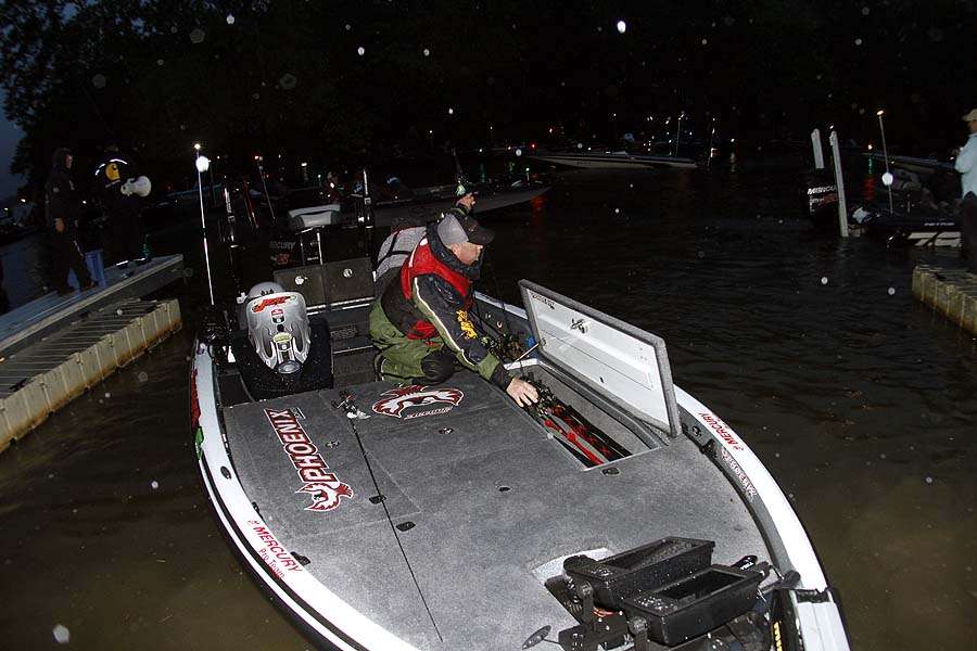 Chad Morgenthaler prepares for the day ahead. Morgenthaler won the first Opens event of the season in January at the Kissimmee Chain of Lakes. 