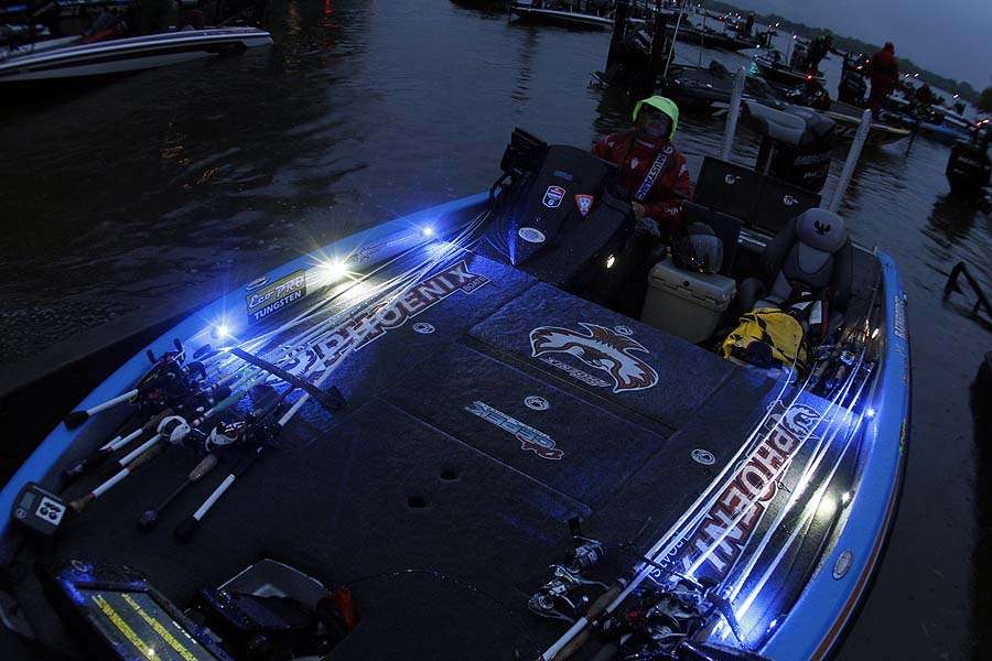 Another boat is illuminated with an LED package from Rigid Industries. 