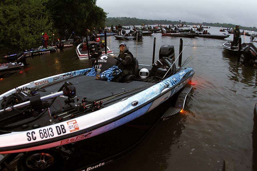 Bassmaster Classic champion Casey Ashley gets launched into Cooterâs Pond for a later flight in the tournament. 