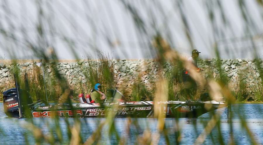 Brandon Palaniuk was tucked back behind the reeds sight fishing. 