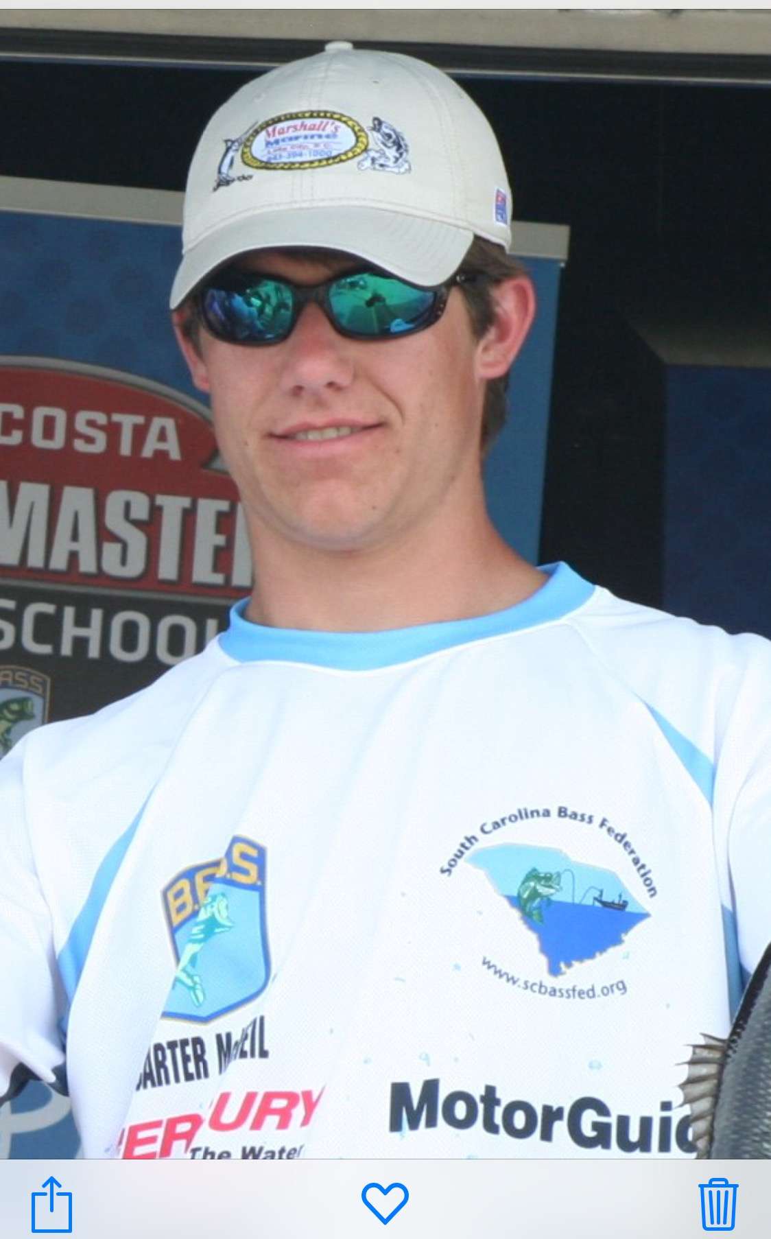 <p>South Carolina: Carter McNeil</p>
<p>
McNeil is a senior at Abbeville High School. He and his partner won the B.A.S.S. Nation High School Southern Divisional this month on the Pee Dee River and also took third place in the 2015 Costa Bassmaster High School Classic Exhibition. McNeil is the founder and president of his high school's fishing team.