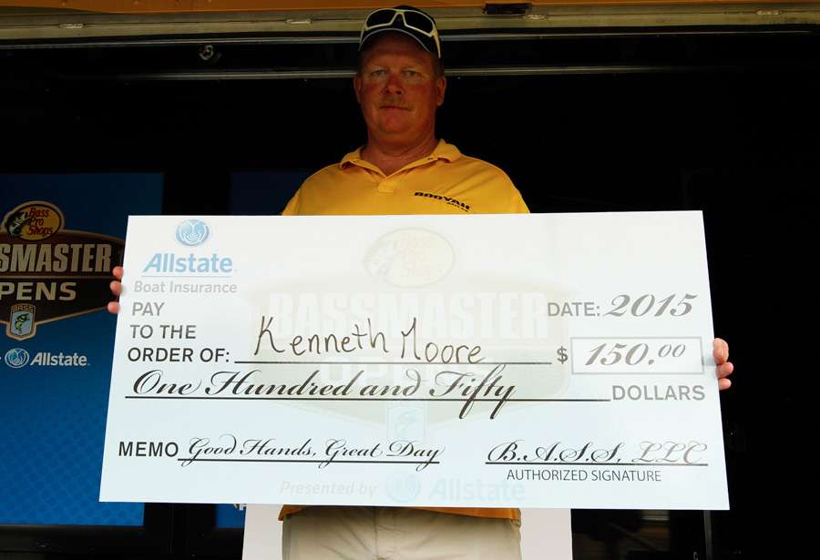 Moore picked up a bonus from Allstate for making the biggest climb up the leaderboard on the co-angler side.