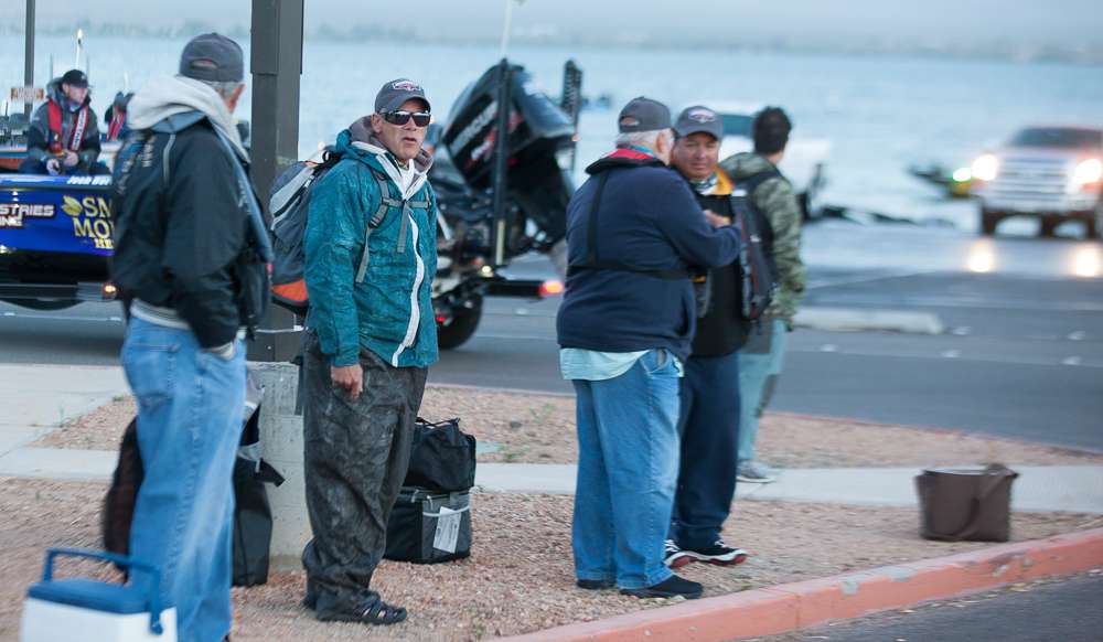 Day 2 begins at the Bassmaster Elite on Lake Havasu presented by Dick Cepek Tires & Wheels with Marshals looking for their rides.