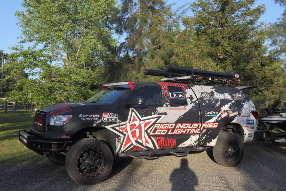 Brandon Palaniuk travels across the country to Elite Series events in his Toyota Tundra, tricked out with Rigid Industries LED Lights and an A.R.E. Truck Cap. 