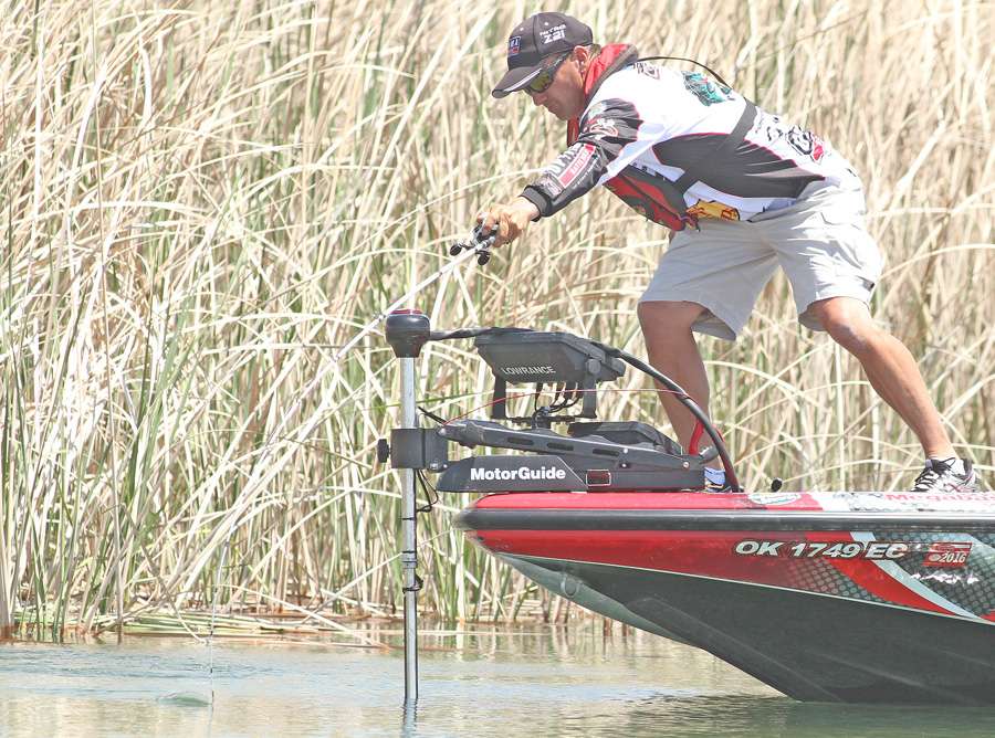 This one pulled so hard, it created a wake with Evers rod stuck in the water.