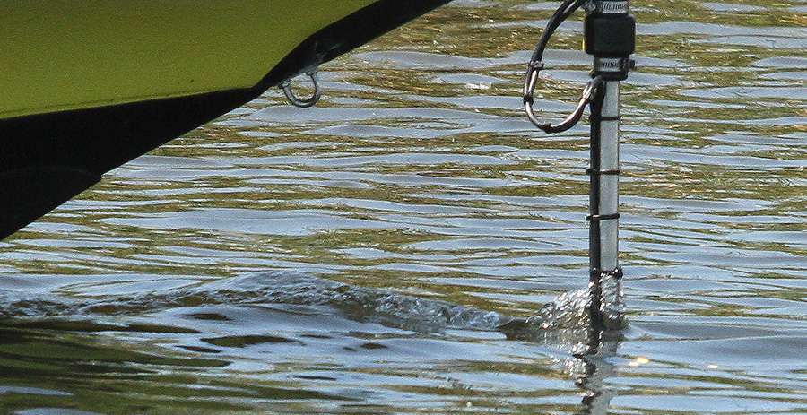 Late in the day, you could see the wake caused by his trolling motor as he buzzed down the bank.