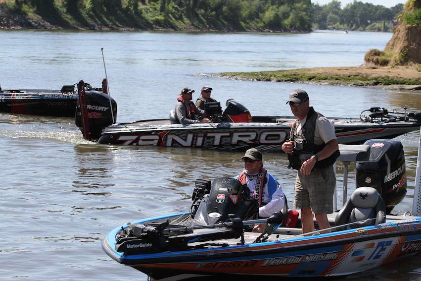 Anglers file in for the Day 1 weigh-in from the Sacramento River.