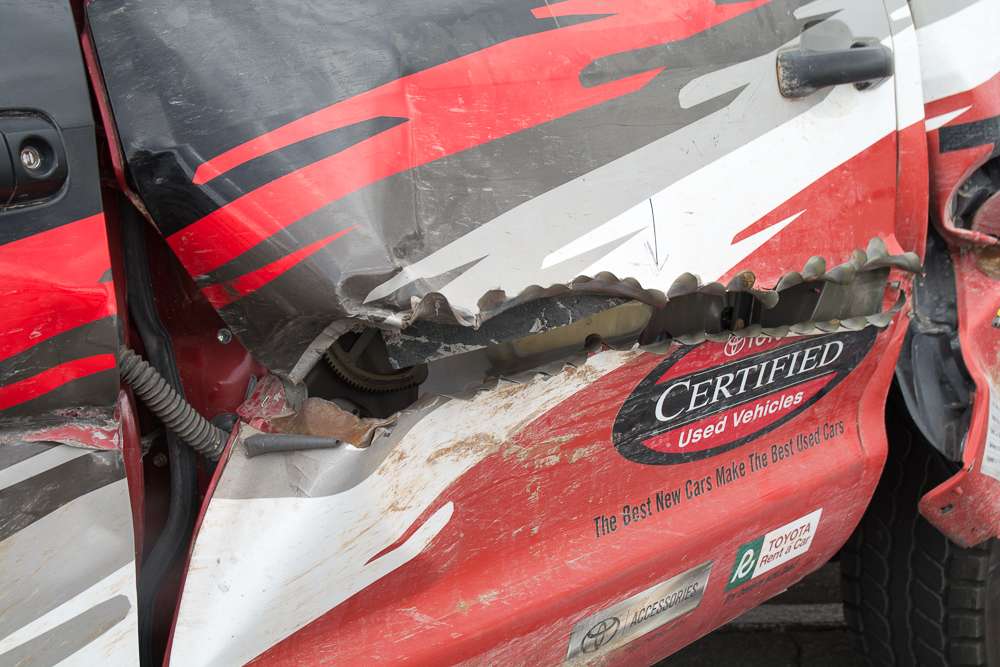 Incredibly, this truck won the rally race it was in despite heavy damage.
