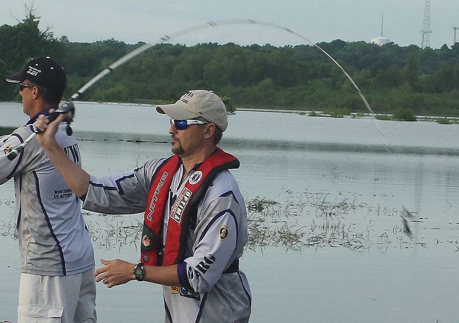 Broda puts a bend in the rod as he seeks to put some distance on a spinnerbait.