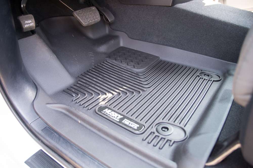 One company, Husky, is showing off their new floor liner. It's made of a soft, but incredibly rugged material. Guaranteed for life, made in Winfield, Kansas. 