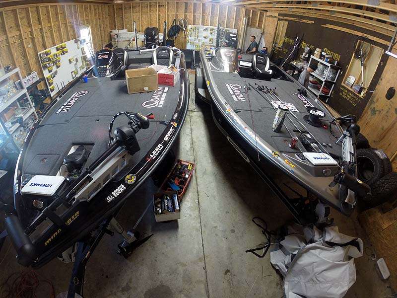 Running the length and down the middle of the man cave is a concrete seam. Itâs a mutually agreed upon dividing line. To the left are all things Matt Lee. On the right is Jordanâs side of the cave. A pair of Legend V-20 rigs is parked near the borderline. 