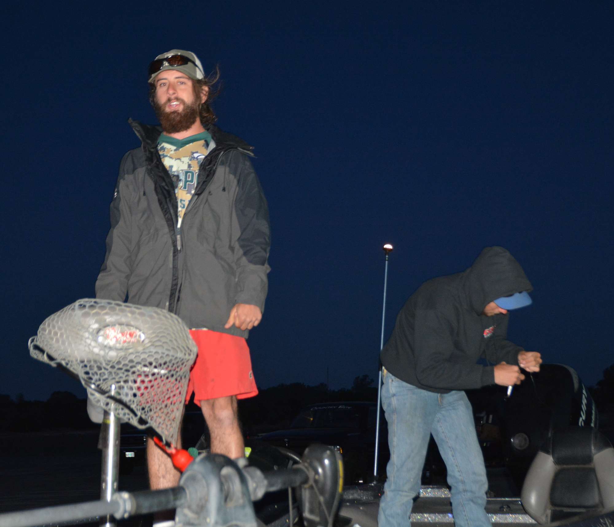 John Zeolla of Cal Poly prepares for the last day of the Carhartt Bassmaster College Series Western Regional presented by Bass Pro Shops.