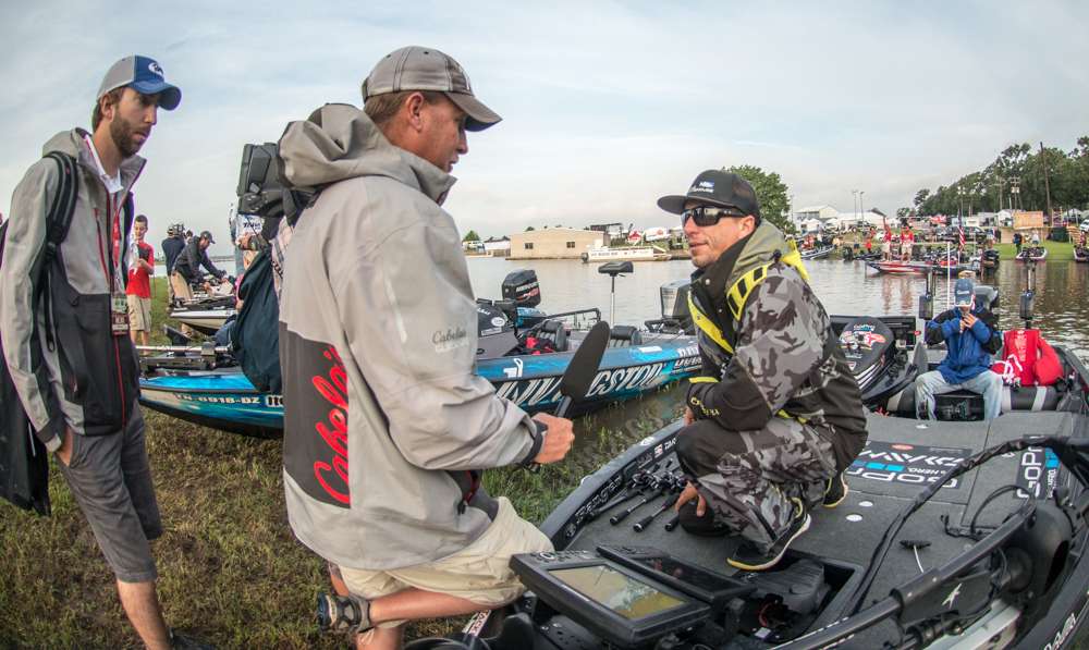 Meanwhile over at the SRA staging area Brent Ehrler gets interviewed about his fishing plan for day three. 