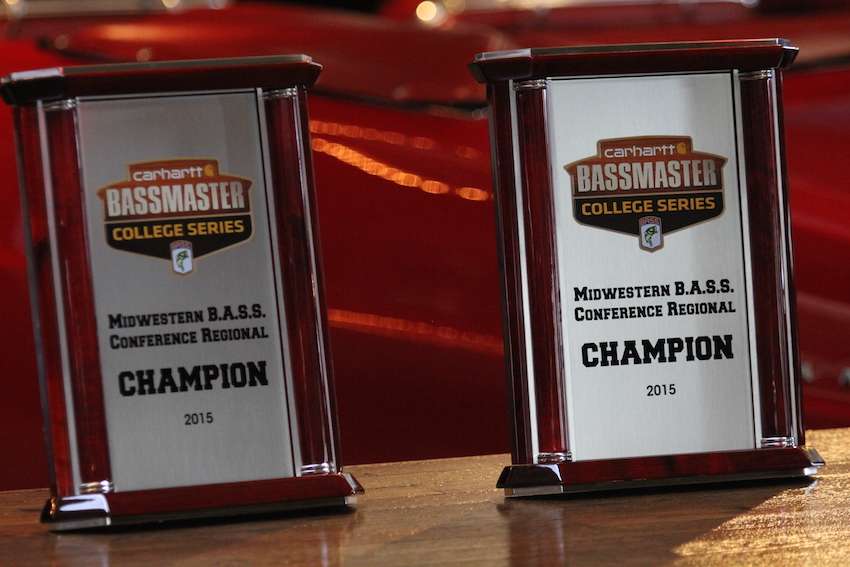 The 2015 Midwestern Regional Champions' trophies. 