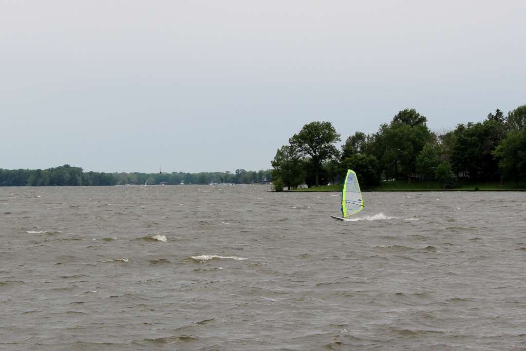 The 30 m.p.h. winds were good for windsurfing, but not necessarily good for bass anglers...