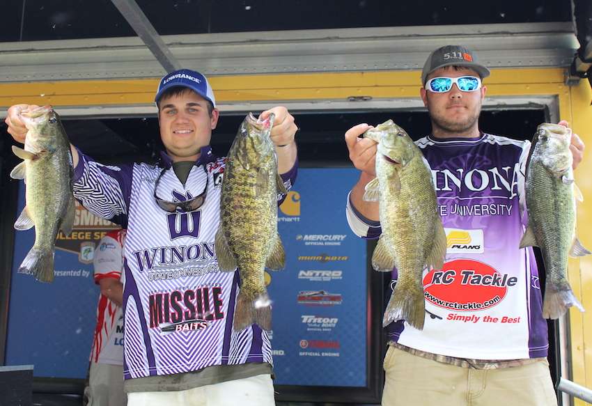 Kody Mattson and Tayler Stolpa of Winona State University sit in 15th with 11-14. 