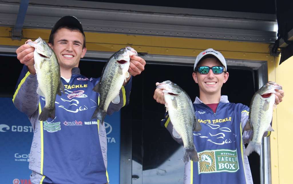 Illinois anglers Matt Runge and Alex Peric finished sixth with 11-12. They caught some of their fish on Senkos and the rest flipping.