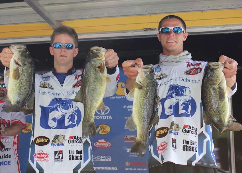 Austin Brimeyer and Anthony Riesberg of the University of Dubuque sits in 10th with 12-10. 