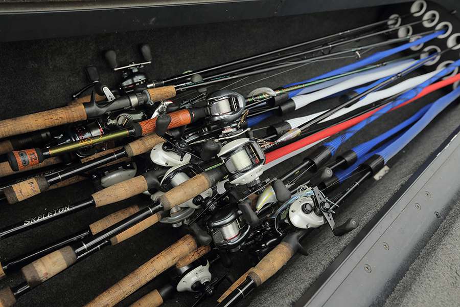 Faircloth said he carries as many as 30 rods in his rod locker during practice. 