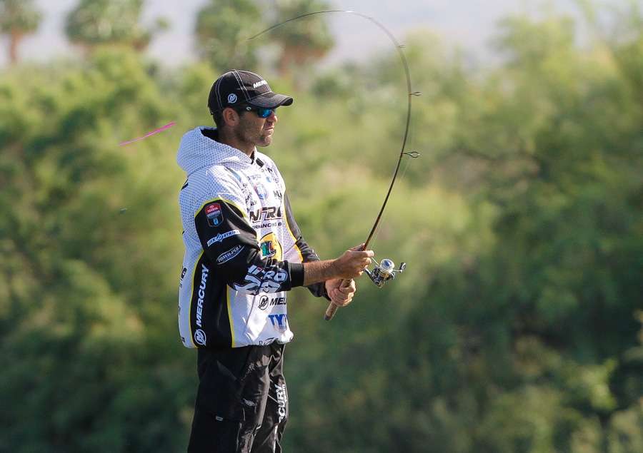 He was mixes up his bait selections, but when we caught up with him he was finesse fishing. 