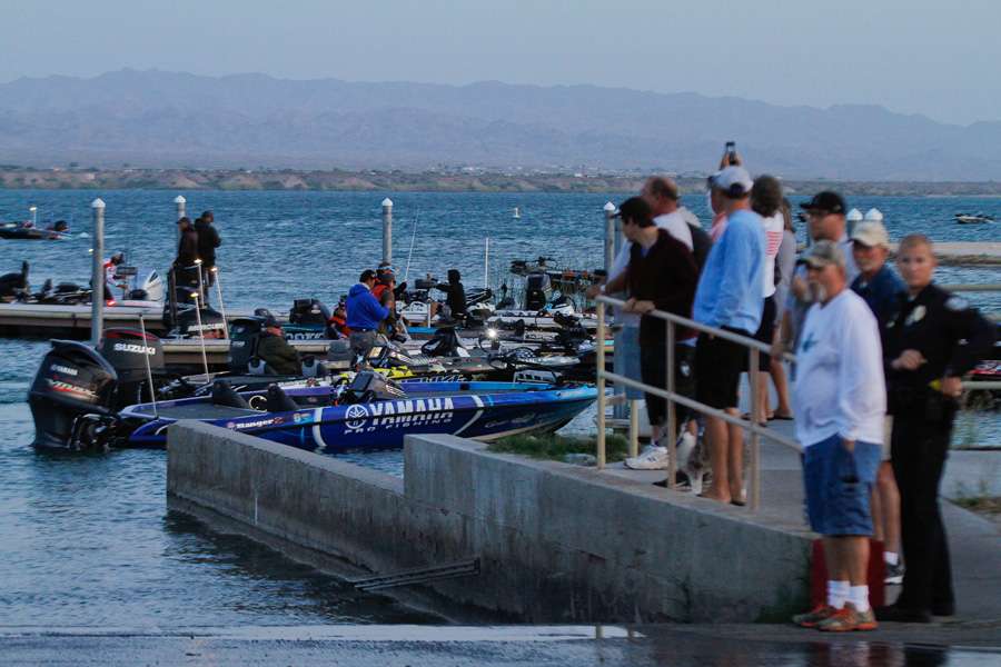 Bassmaster fans gather to watch the best in bass fishing head out for Day 1.