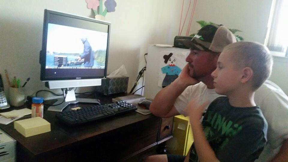Jackson and I watching the boys on the Delta live. How cool is this? --Fred Roumbanis, Elite Series pro
